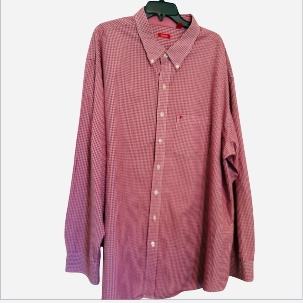 Izod- Men’s Button Down Shirt 4XLT Red Check Long Sleeve Classic Fit